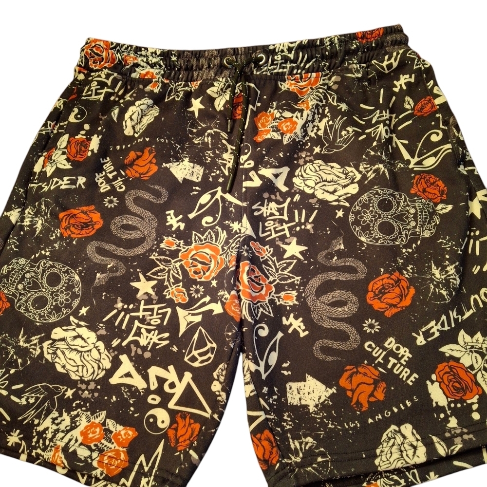 Fresh Prints of Bel Air Graphic Gothic Print Shorts Men Size XL - Picture 3 of 16